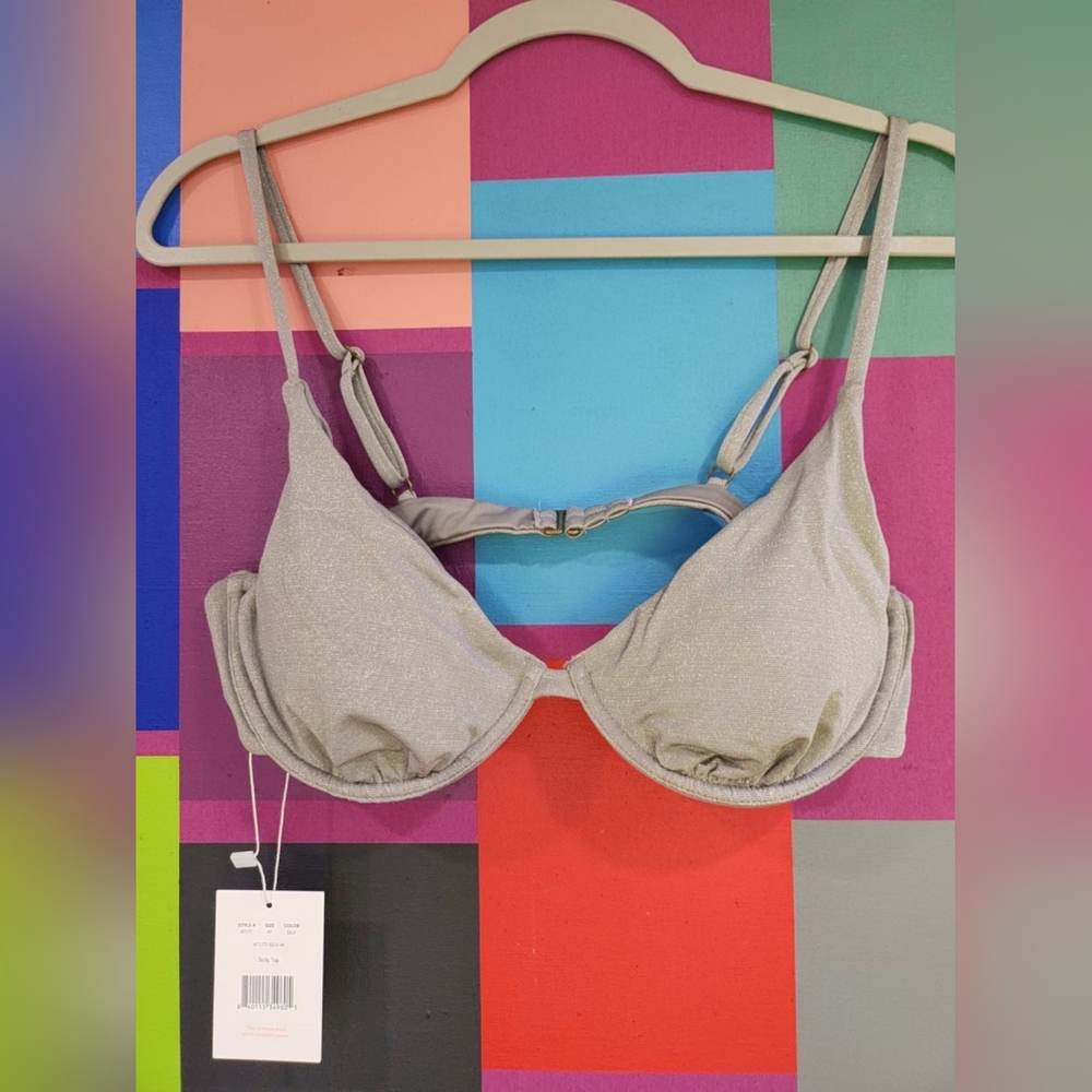 Andie Swim Sicily Bikini Top- Sparkly Silver